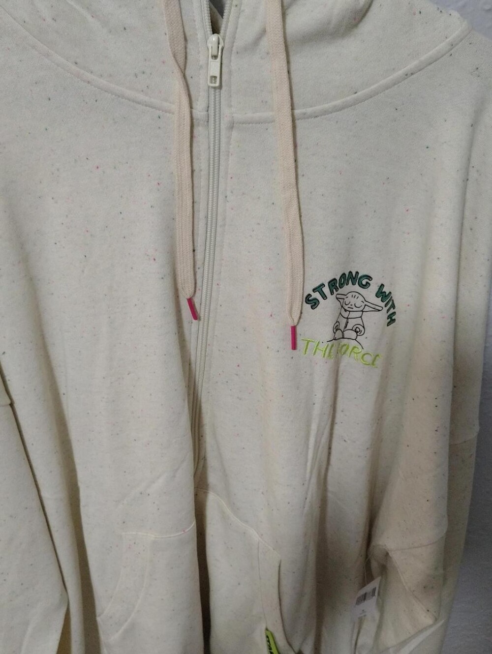 Disney Star Wars Cream Zip-Up Hoodie with Neon Accent